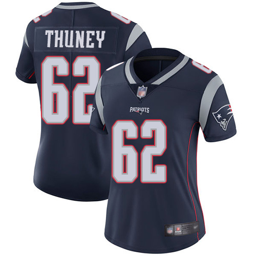 Women's New England Patriots #62 Joe Thuney Navy Vapor Untouchable Limited Stitched NFL Jersey(Run Small)